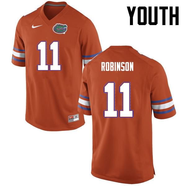 NCAA Florida Gators Demarcus Robinson Youth #11 Nike Orange Stitched Authentic College Football Jersey AHQ7364YG